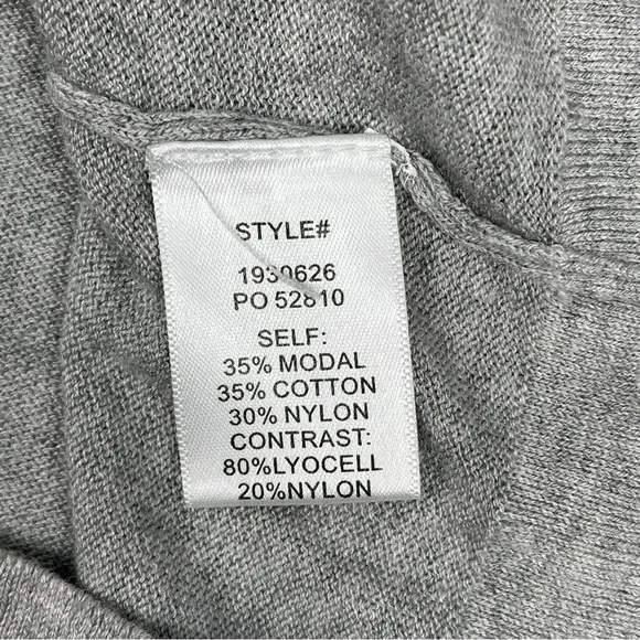 CURRENT AIR gray knit top with floral lightweight balloon sleeves, size S - Picture 13 of 16